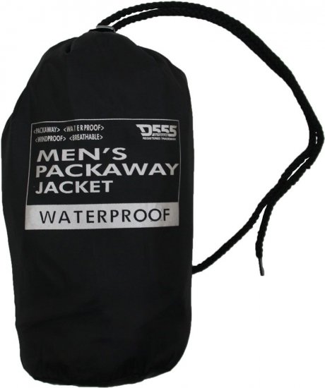 D555 Zac "Packaway" Rain Jacket Black - Sport & outdoor - Vêtements de sport grande taille 