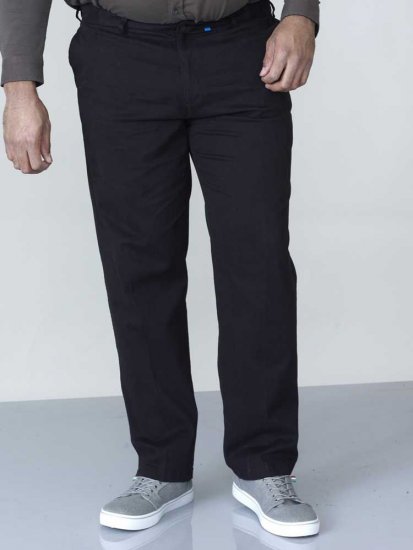 D555 Bruno Stretch Chino pants with Extenda Waist Black - Jeans et pantalons - Jeans et Pantalons grande taille 