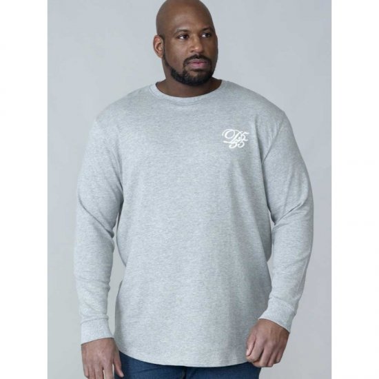 D555 Plato Long Sleeve T-shirt Grey - T-shirts - T-shirts Homme Grande Taille