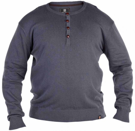 D555 Grandad Knitted Sweater Charcoal - Sweatshirts & hoodies - Sweatshirts/Hoodies grande taille homme