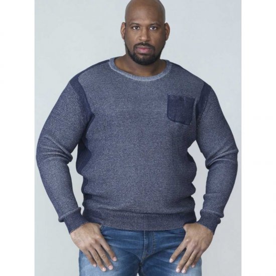 D555 Bryson Crewneck Sweater with Pocket Navy - Sweatshirts & hoodies - Sweatshirts/Hoodies grande taille homme