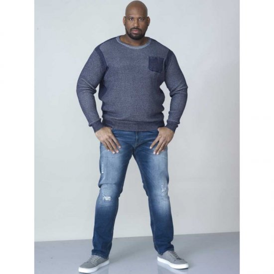 D555 Bryson Crewneck Sweater with Pocket Navy - Sweatshirts & hoodies - Sweatshirts/Hoodies grande taille homme