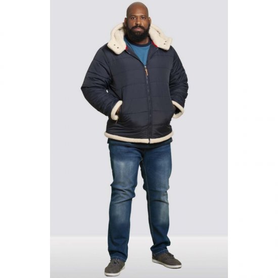 D555 Hudson Hooded Puffer Jacket Navy - Vestes - Vestes homme grandes tailles