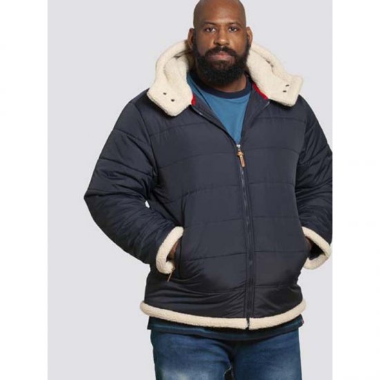 D555 Hudson Hooded Puffer Jacket Navy - Vestes - Vestes homme grandes tailles