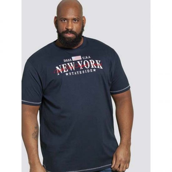 D555 Thornton Embroidery T-shirt Navy - T-shirts - T-shirts Homme Grande Taille