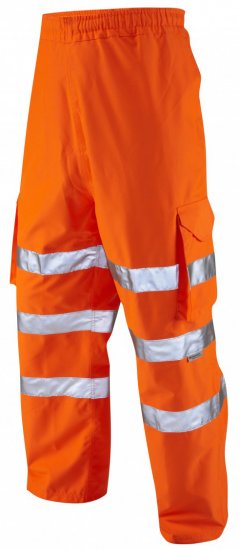 Leo Instow Breathable Executive Cargo Rain pants Hi-Vis Orange - Vêtements de travail - Vêtements de travail grandes tailles