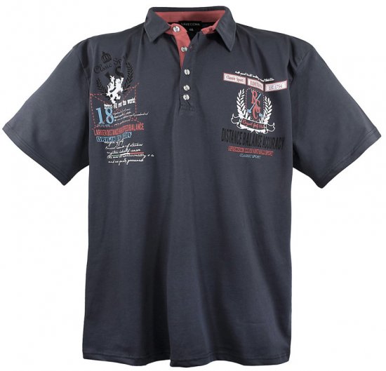 Lavecchia 2038 Printed Jersey Poloshirt Charcoal - Polos - Polos homme grande taille