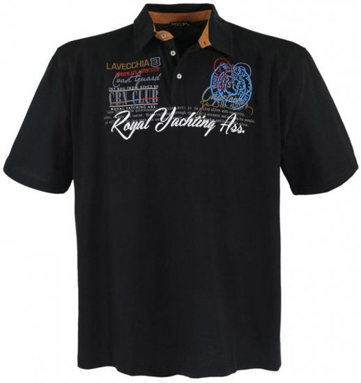 Lavecchia 4688 Printed Jersey Poloshirt Black - Polos - Polos homme grande taille
