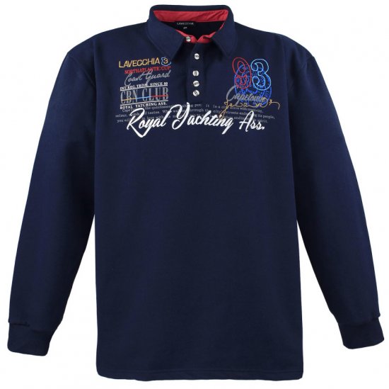 Lavecchia 2024 Printed Sweatshirt with collar Navy - Sweatshirts & hoodies - Sweatshirts/Hoodies grande taille homme