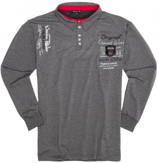 Lavecchia 2025 Printed Sweatshirt with collar Charcoal - Sweatshirts & hoodies - Sweatshirts/Hoodies grande taille homme