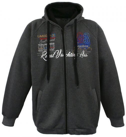Lavecchia 612 Printed Zipper Hoodie Charcoal - Sweatshirts & hoodies - Sweatshirts/Hoodies grande taille homme
