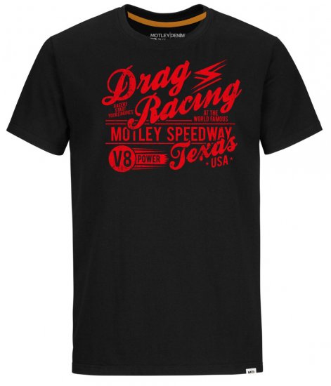 Motley Denim Lincoln T-Shirt Red on Black - T-shirts - T-shirts Homme Grande Taille