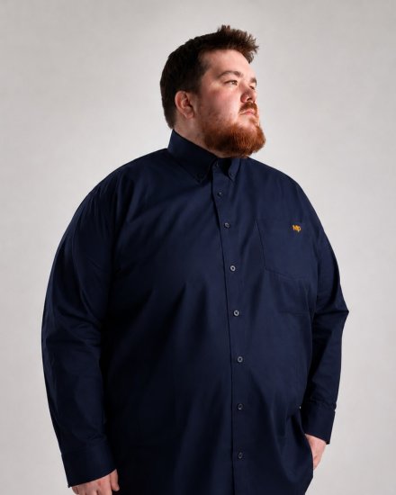Motley Denim Lisbon Long Sleeve Shirt Navy - Chemises - Chemises Grandes Tailles Hommes
