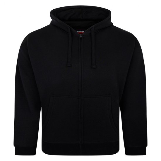 Espionage LW162 Hooded Zip Through Sweat Shirt Noir - Sweatshirts & hoodies - Sweatshirts/Hoodies grande taille homme