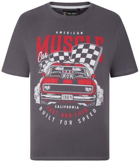 Kam Jeans 5732 Amercian Muscle Print T-Shirt Slate - T-shirts - T-shirts Homme Grande Taille