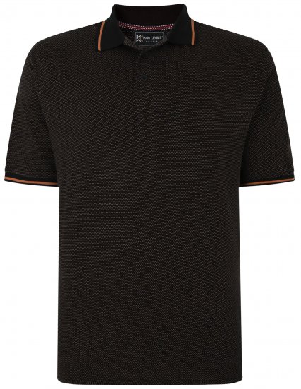 Kam Jeans 5486 Dobby Print Jersey Polo Black - Polos - Polos homme grande taille