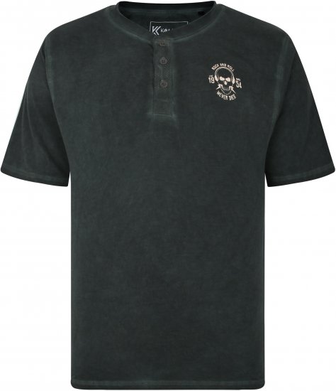 Kam Jeans 5741 Acid Wash Skull Print Tee Charcoal - T-shirts - T-shirts Homme Grande Taille