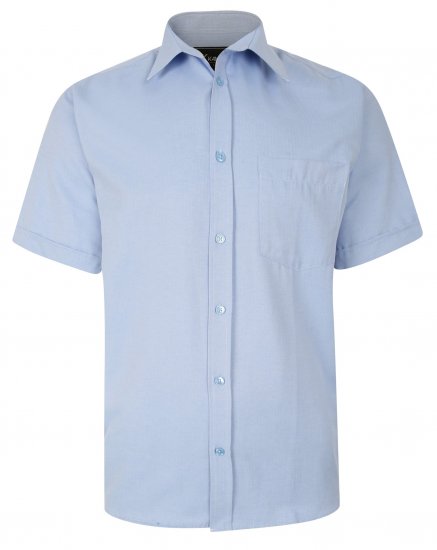 Kam Jeans 6283 Casual SS Herringbone Shirt Blue - Chemises - Chemises Grandes Tailles Hommes