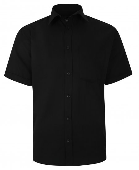 Kam Jeans 6283 Casual SS Herringbone Shirt Black - Chemises - Chemises Grandes Tailles Hommes