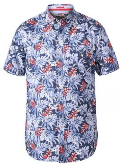 D555 Malibu Hawaiian Short Sleeve Shirt Blue - Chemises - Chemises Grandes Tailles Hommes