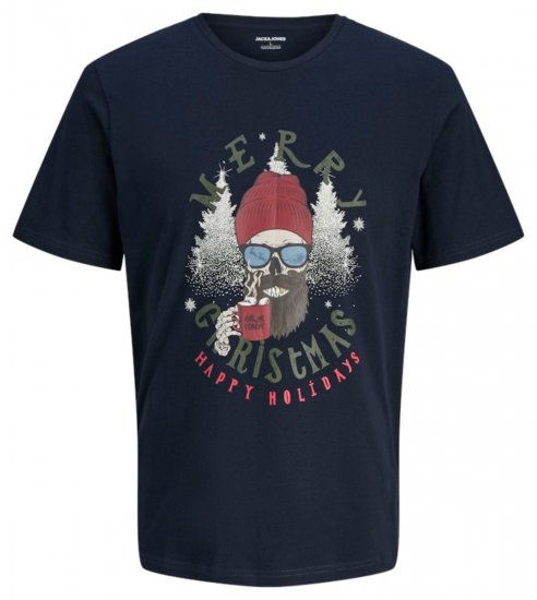 Jack & Jones Noel Merry Christmas T-Shirt Navy - T-shirts - T-shirts Homme Grande Taille