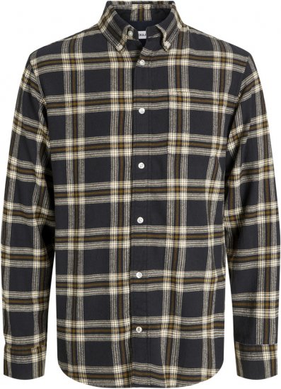Jack & Jones Classic Flannel Long Sleeve Shirt Black - Chemises - Chemises Grandes Tailles Hommes