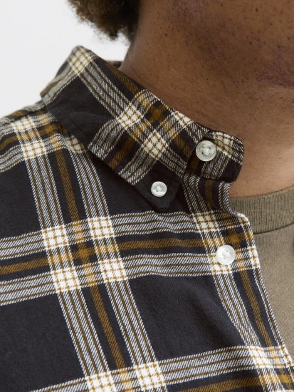 Jack & Jones Classic Flannel Long Sleeve Shirt Black - Chemises - Chemises Grandes Tailles Hommes