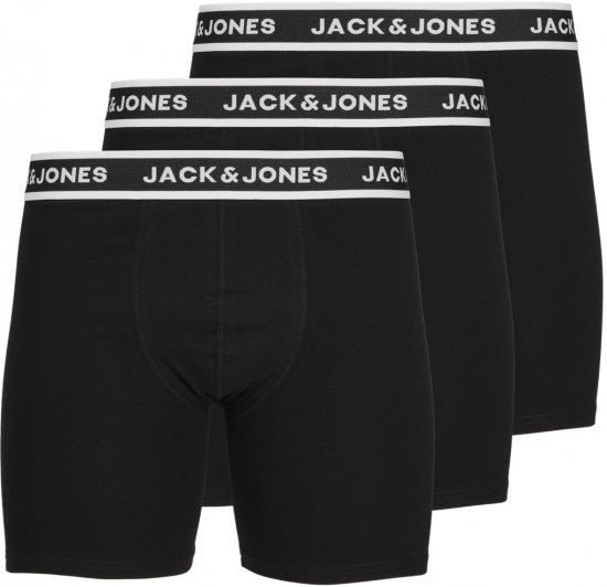 Jack & Jones Solid Boxer 3-Pack Black - Boxers - Caleçons Grande Taille 