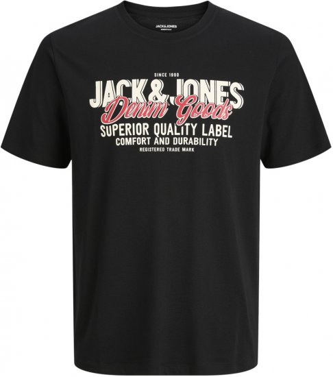 Jack & Jones Logo 2COL T-Shirt Black - T-shirts - T-shirts Homme Grande Taille