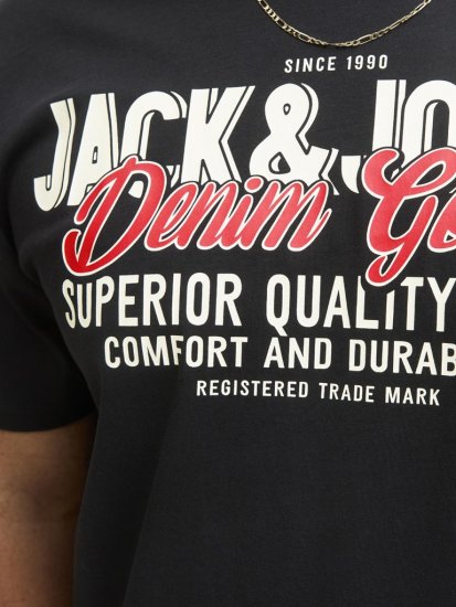 Jack & Jones Logo 2COL T-Shirt Black - T-shirts - T-shirts Homme Grande Taille