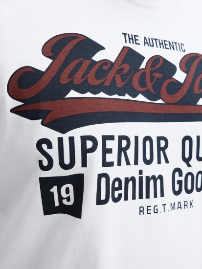 Jack & Jones Logo 2COL T-Shirt White - T-shirts - T-shirts Homme Grande Taille