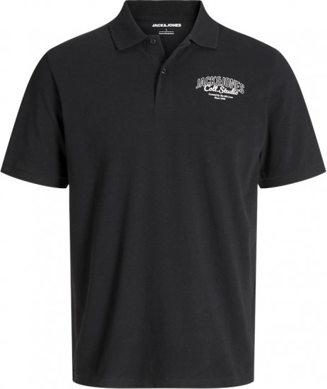 Jack & Jones Makoto Polo Short Sleeve Black - Polos - Polos homme grande taille