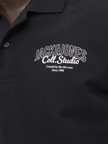 Jack & Jones Makoto Polo Short Sleeve Black - Polos - Polos homme grande taille