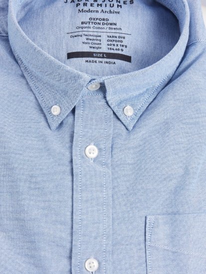 Jack & Jones Brook Oxford Shirt Long Sleeve Blue - Chemises - Chemises Grandes Tailles Hommes