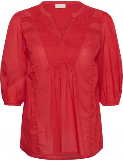 Kaffe Curve Karlia 3/4 Sleeve Blouse Red - Chemisiers - 