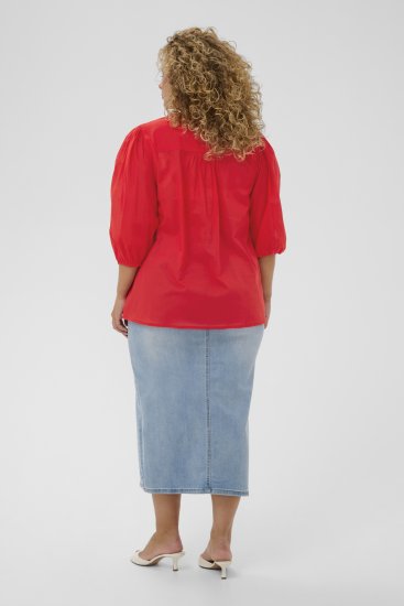 Kaffe Curve Karlia 3/4 Sleeve Blouse Red - Chemisiers - 