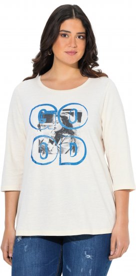 Ulla Popken Photo Graphic 3/4 Sleeve Tee Pearl White - T-shirts imprimés pour femme - 