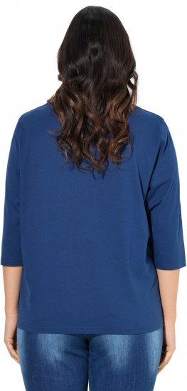 Ulla Popken Inspirational Graphic Lettering 3/4 Sleeve Tee Dark Blue - T-shirts imprimés pour femme - 