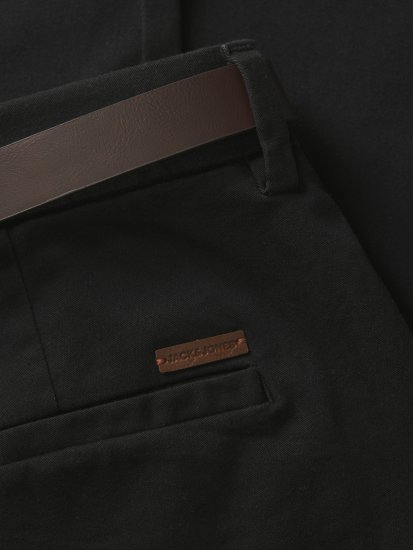 Jack & Jones Marco Adam Belted Slim Fit Chino Pants Black - Jeans et pantalons - Jeans et Pantalons grande taille 