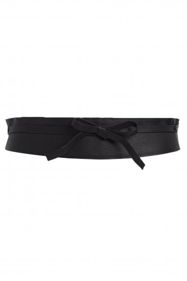 Ulla Popken Soft Leather Tie Belt Black - Ceintures femme - 