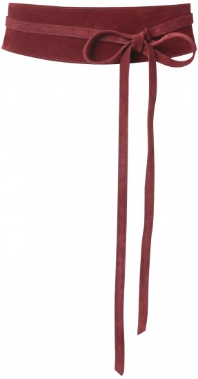 Ulla Popken Leather Tie Belt Dark Red - Ceintures femme - 