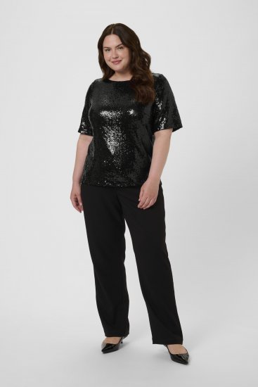 Kaffe Curve Mirana Sequin Blouse Black - Chemisiers - 