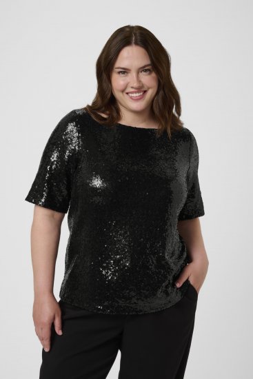 Kaffe Curve Mirana Sequin Blouse Black - Chemisiers - 