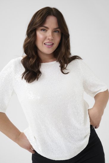 Kaffe Curve Mirana Sequin Blouse Chalk - Chemisiers - 