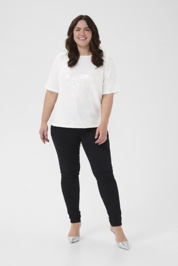 Kaffe Curve Mirana Sequin Blouse Chalk - Chemisiers - 