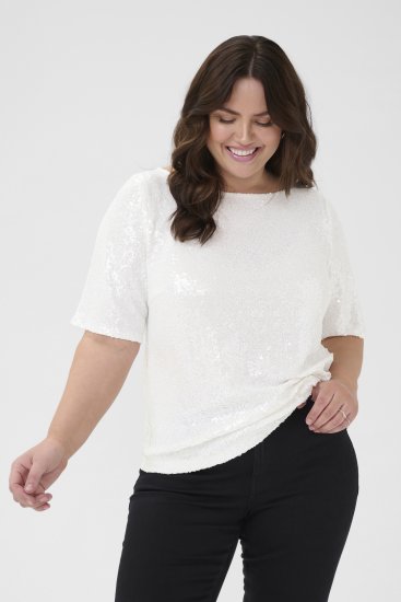 Kaffe Curve Mirana Sequin Blouse Chalk - Chemisiers - 