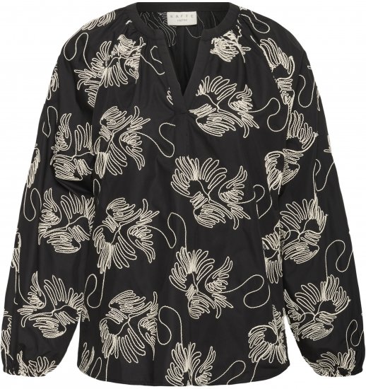Kaffe Curve Kimmie Blouse Black Chalk Embroidery - Chemisiers - 