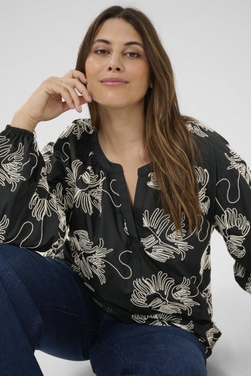 Kaffe Curve Kimmie Blouse Black Chalk Embroidery - Chemisiers - 
