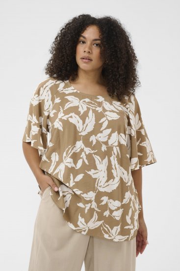 Kaffe Curve Marla Blouse Oak Chalk Leaf - Chemisiers - 