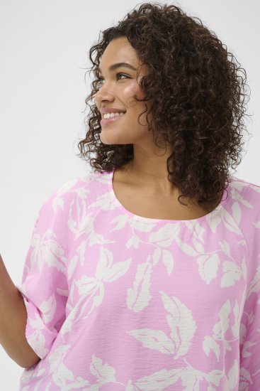 Kaffe Curve Marla Blouse Pink Frosting Chalk Leaf - Chemisiers - 
